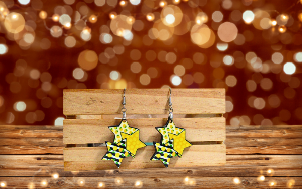MDF-Triple Star Shaped Sublimated Earrings 1.5 in.