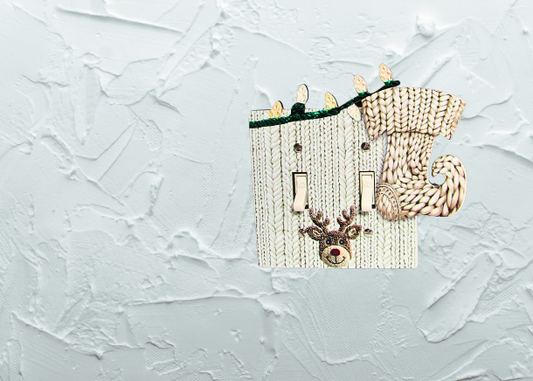 Stocking with Lights Shaped Sublimated-Double Light Switch Cover