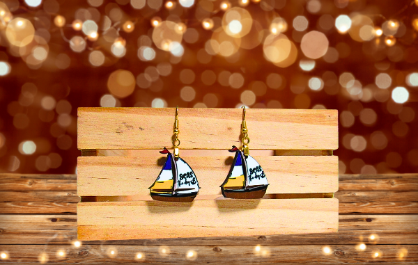 MDF-Sailboat Shaped Sublimated Earrings 1 inch