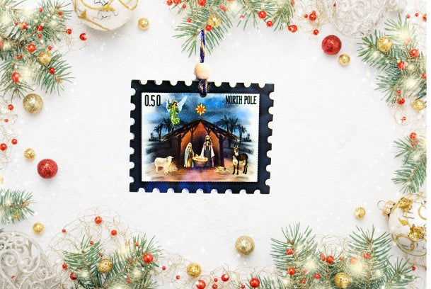 Horizontal Stamp Shaped Sublimated Ornament