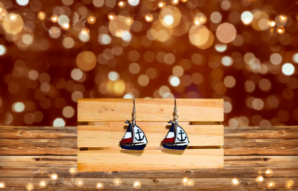 MDF-Sailboat Shaped Sublimated Earrings 1 inch