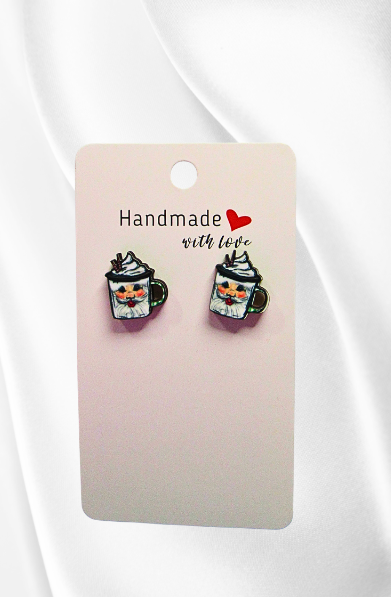 MDF-Latte Mug Shaped Sublimated Stud Earrings