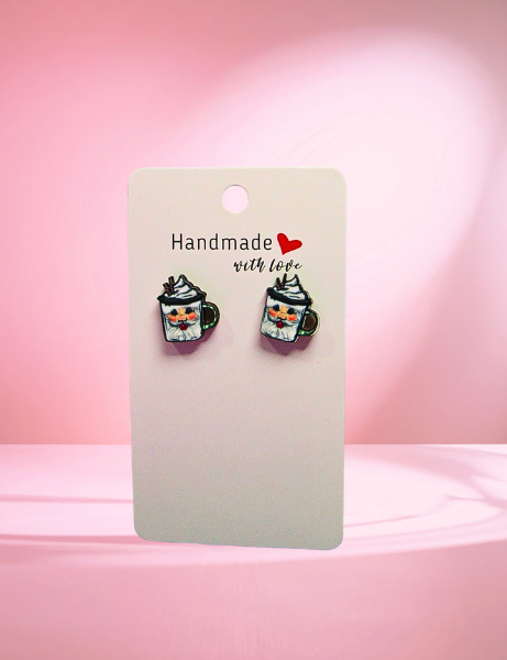 MDF-Latte Mug Shaped Sublimated Stud Earrings