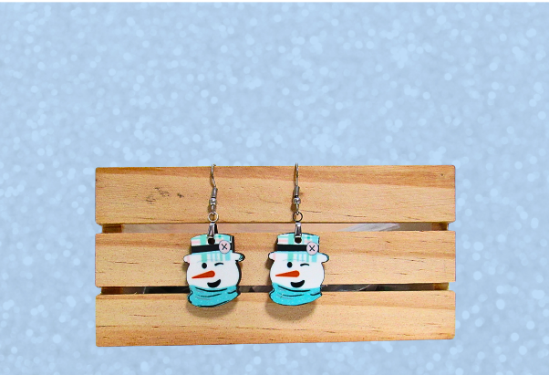 MDF-Snowman Head Shaped Sublimated Earrings 1 inch