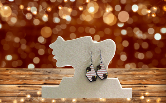 MDF-Striped Fancy Flower Shaped Sublimated Earrings 1.5 inch