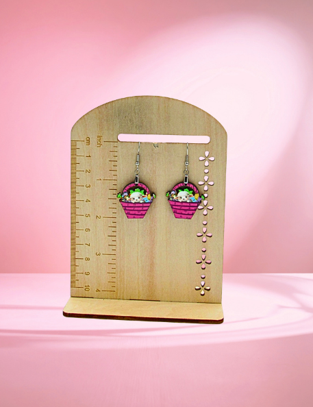 MDF-Basket Shaped Sublimated Earrings 1 inch