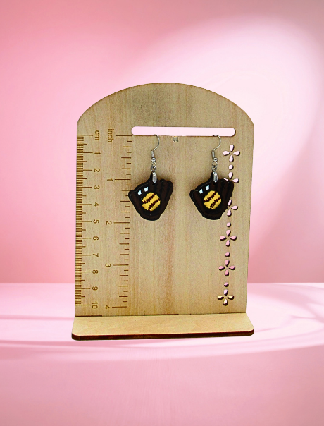 MDF-Baseball Glove Shaped Sublimated Earrings 1 inch