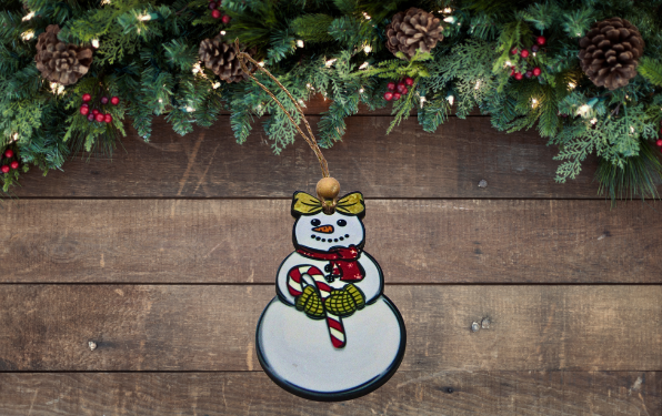 MDF - Snowman with Bow Shaped Sublimated Ornament