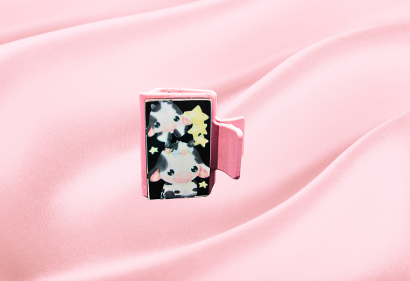 MDF-Small Sublimated Hair Claw Clip Cow Themed