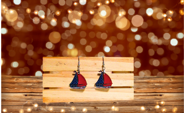 MDF-Sailboat Shaped Sublimated Earrings 1 inch