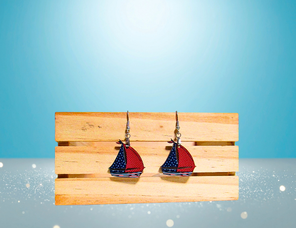 MDF-Sailboat Shaped Sublimated Earrings 1 inch