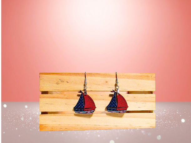 MDF-Sailboat Shaped Sublimated Earrings 1 inch