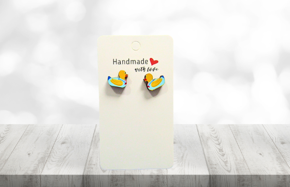 MDF-Rubber Duck Shaped Sublimated Stud Earrings