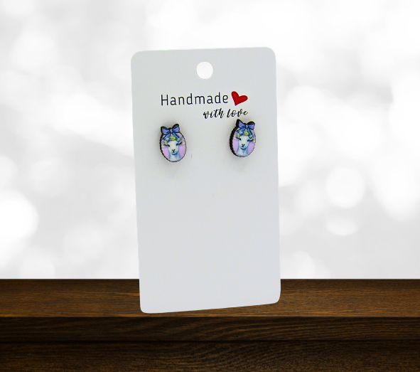 MDF- Scalloped Frame with Bow Shaped Sublimated Stud Earrings