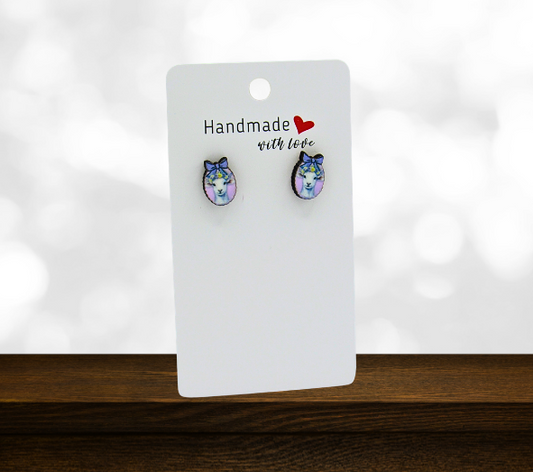Scalloped Frame with Bow Shaped Sublimated Stud Earrings