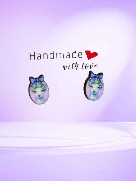 MDF- Scalloped Frame with Bow Shaped Sublimated Stud Earrings