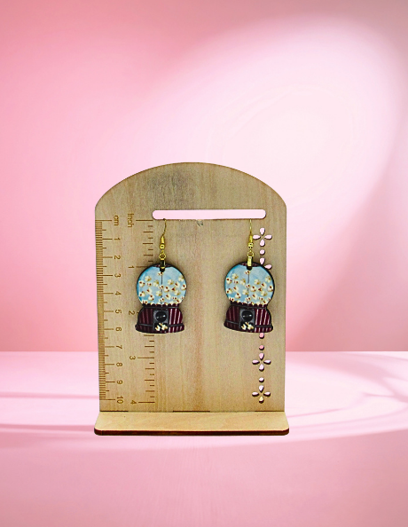 MDF-Snow Globe Shaped Sublimated Earrings 1.5 inch (Food)
