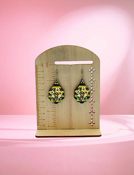 MDF-Fancy Teardrop Shaped Sublimated Earrings 1.5 inch
