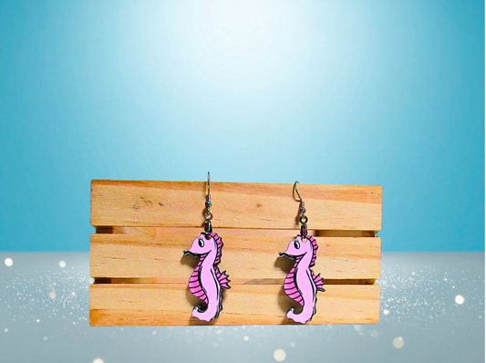 MDF-Seahorse Shaped Sublimated Earrings 1.5 inch