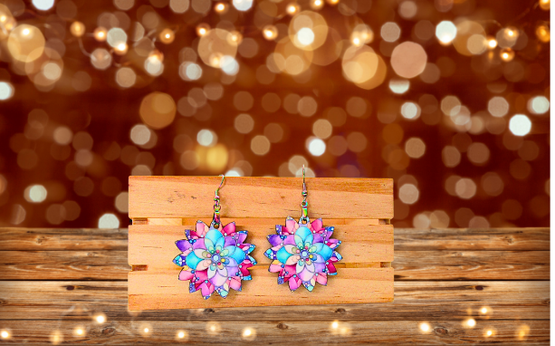 MDF-Sunflower Shaped Sublimated Earrings 1.5 inch