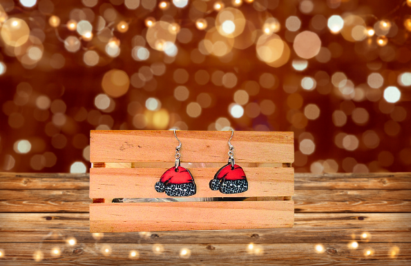 MDF- Santa Hat Shaped Sublimated Earrings 1 inch