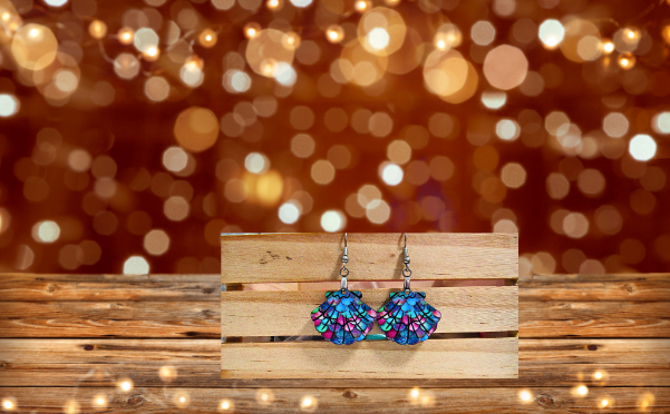 MDF-Clam Shell Shaped Sublimated Earrings  1 inch