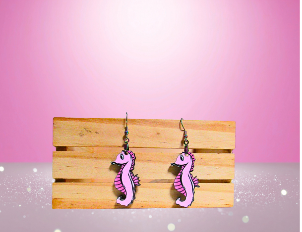 MDF-Seahorse Shaped Sublimated Earrings 1.5 inch