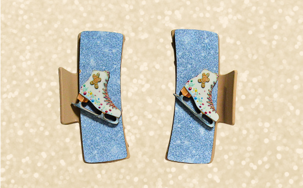 MDF- 3D Large Sublimated Hair Clip-Ice Skates