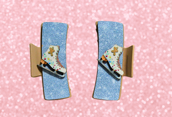 MDF- 3D Large Sublimated Hair Clip-Ice Skates