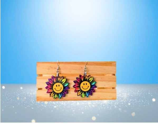 MDF-Sunflower Shaped Sublimated Earrings 1.5 inch