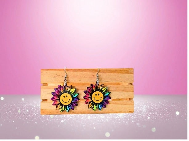 MDF-Sunflower Shaped Sublimated Earrings 1.5 inch