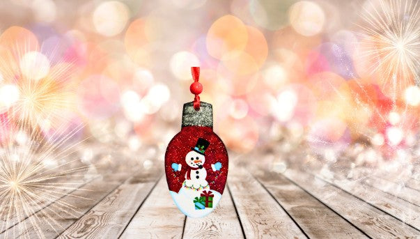 Christmas Light Bulb Shaped Sublimated Ornament