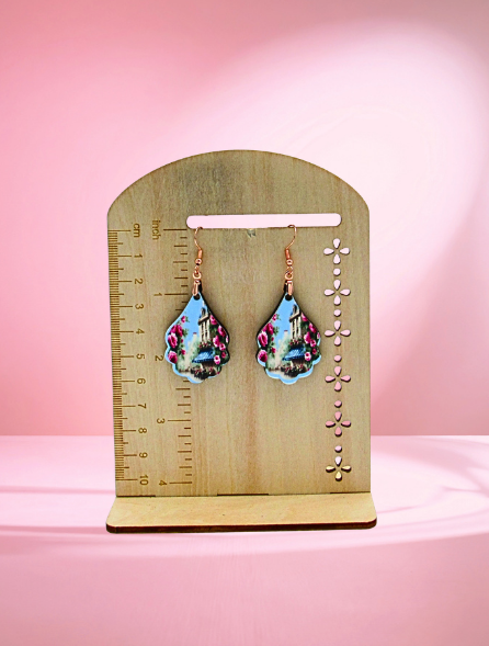 MDF-Fancy Teardrop Shaped Sublimated Earrings 1.5 inch