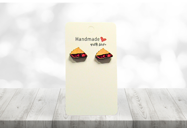MDF-Pie Slice Shaped Sublimated Stud Earrings