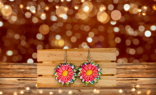 MDF-Sunflower Shaped Sublimated Earrings 1.5 inch