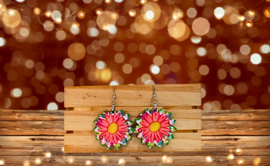 MDF-Sunflower Shaped Sublimated Earrings 1.5 inch