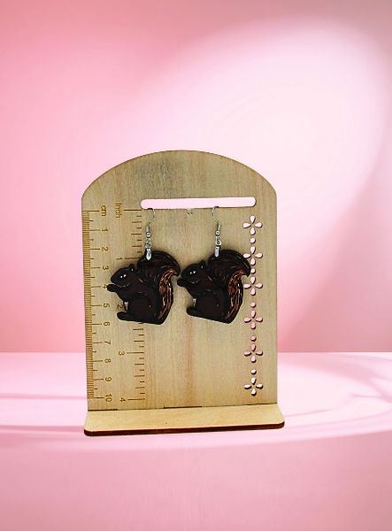 MDF-Squirrel Shaped Sublimated Earrings 1.5 inch
