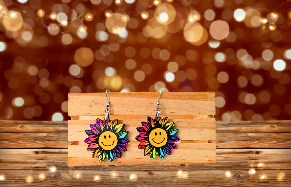 MDF-Sunflower Shaped Sublimated Earrings 1.5 inch