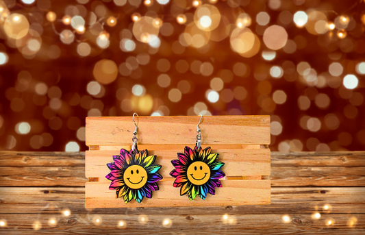 MDF-Sunflower Shaped Sublimated Earrings 1.5 inch