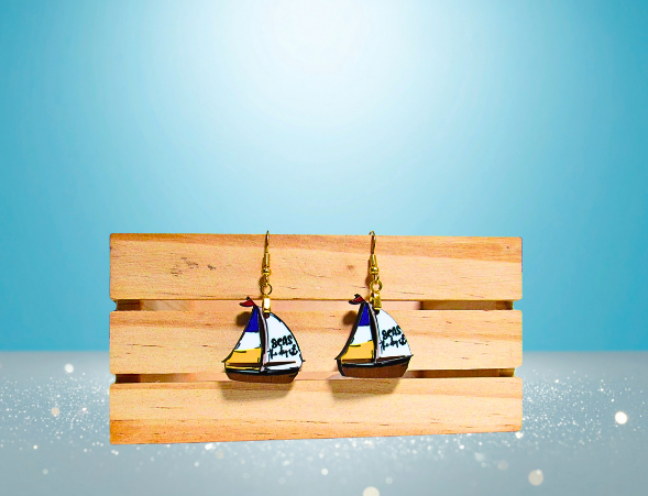 MDF-Sailboat Shaped Sublimated Earrings 1 inch