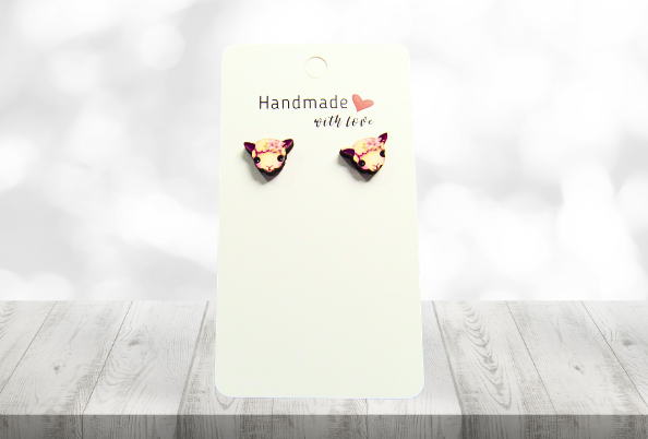 MDF-Sheep Head Shaped Stud Earrings Sublimated
