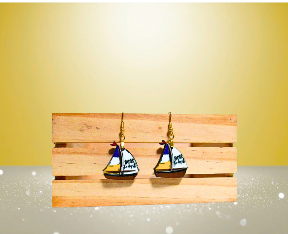 MDF-Sailboat Shaped Sublimated Earrings 1 inch