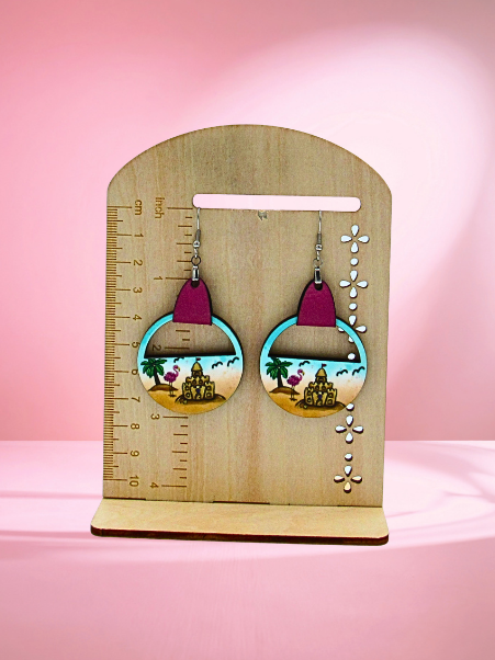 MDF-Round Semi Circle Shaped Sublimated Earrings 1.5 inch