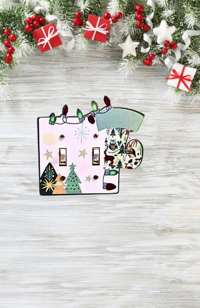 Stocking with Lights Shaped Sublimated-Double Light Switch Cover