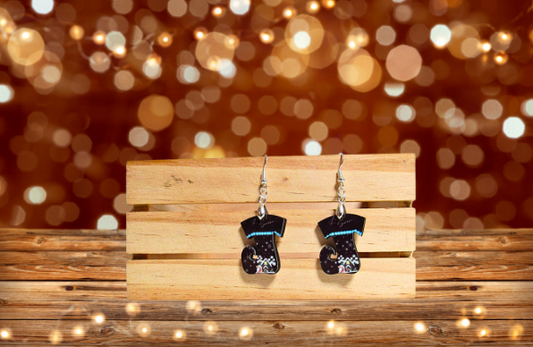 Elf Stocking Shaped Sublimated Earrings 1 inch