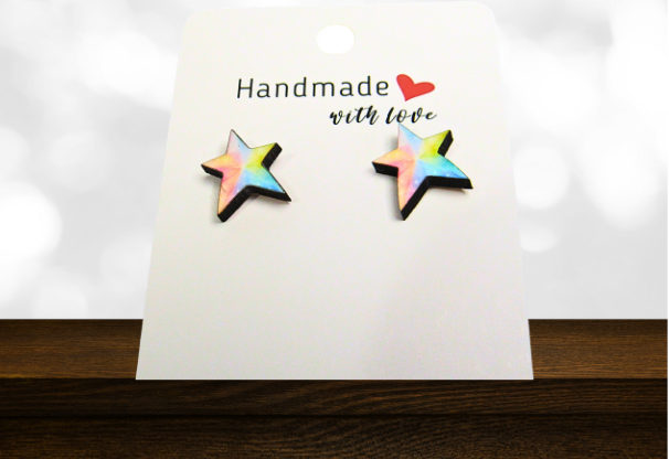 Star Shaped Sublimated Stud Earrings