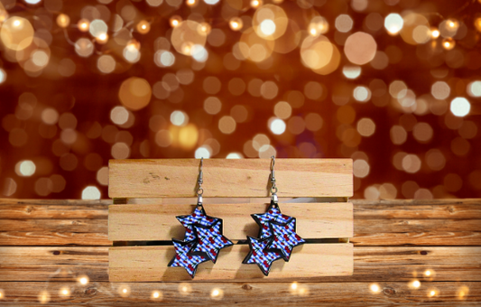 MDF-Triple Star Shaped Sublimated Earrings 1.5 in.