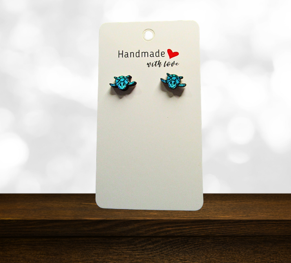 MDF- Sea Turtle Shaped Sublimated Stud Earrings