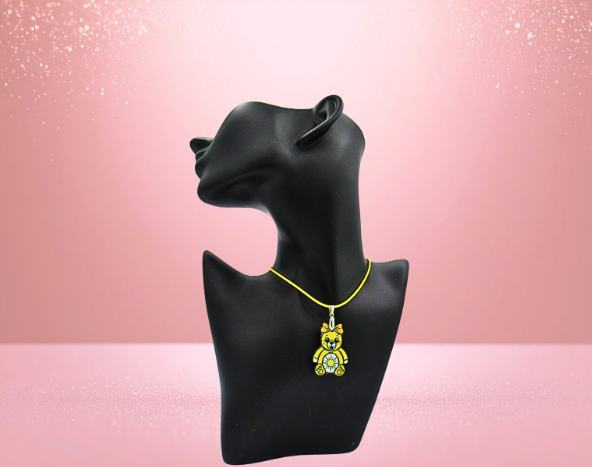 MDF-Teddy Bear with Bow Shaped Childs Sublimated Necklace Feelings