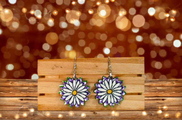MDF-Sunflower Shaped Sublimated Earrings 1.5 inch